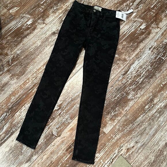NWT Free People Camo High Waisted Cotton Skinny Jeans Long & Lean Jeggings 28 - Picture 2 of 6